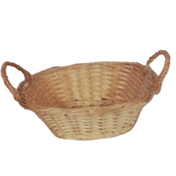 Small Sized Light Colored Decorative Farmhouse Basket With Handles - Picture 1 of 16